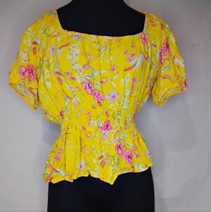 Sofia by Sofia Vergara Yellow Floral Blouse